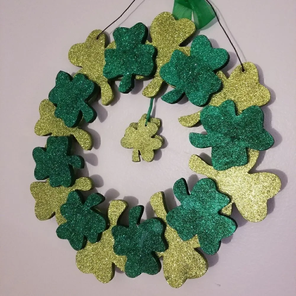 St. Patrick's day sparkly wooden wreath